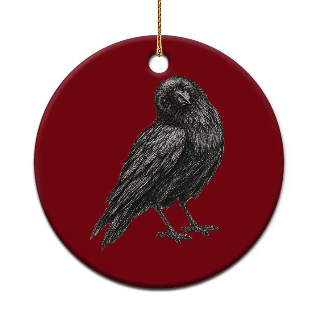 Winking Raven Crow Ceramic Ornament Vintage Dark Academia Funny Bird Graphic
