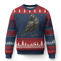 Winking Raven Crow Ugly Christmas Sweater Vintage Dark Academia Funny Bird Graphic