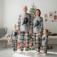 Winking Raven Crow Plaid Pajama Set Vintage Dark Academia Funny Bird Graphic