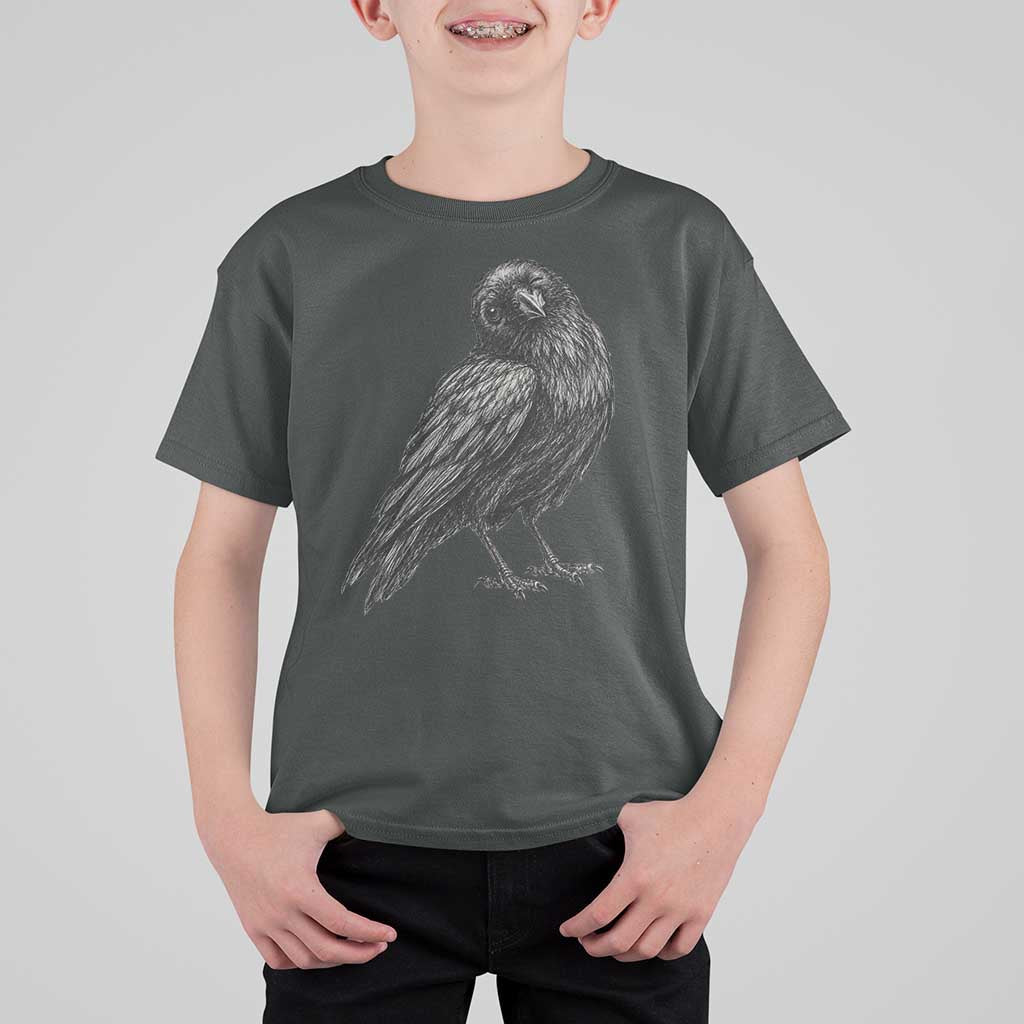 Winking Raven Crow T Shirt For Kid Vintage Dark Academia Funny Bird Graphic