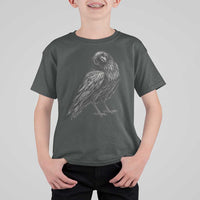 Winking Raven Crow T Shirt For Kid Vintage Dark Academia Funny Bird Graphic