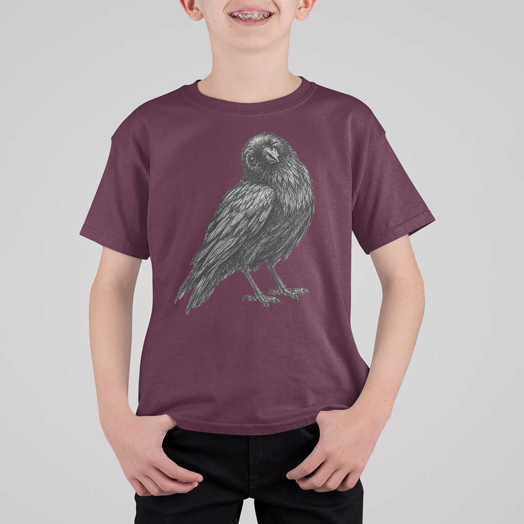 Winking Raven Crow T Shirt For Kid Vintage Dark Academia Funny Bird Graphic