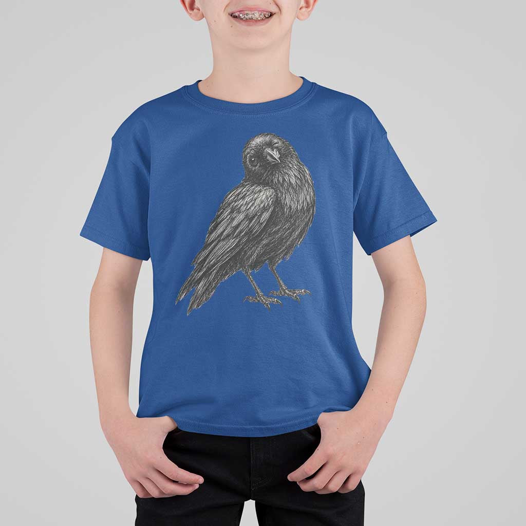 Winking Raven Crow T Shirt For Kid Vintage Dark Academia Funny Bird Graphic