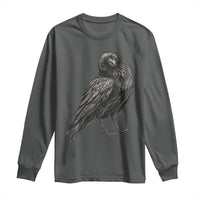 Winking Raven Crow Long Sleeve Shirt Vintage Dark Academia Funny Bird Graphic