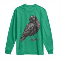 Winking Raven Crow Long Sleeve Shirt Vintage Dark Academia Funny Bird Graphic