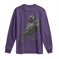Winking Raven Crow Long Sleeve Shirt Vintage Dark Academia Funny Bird Graphic
