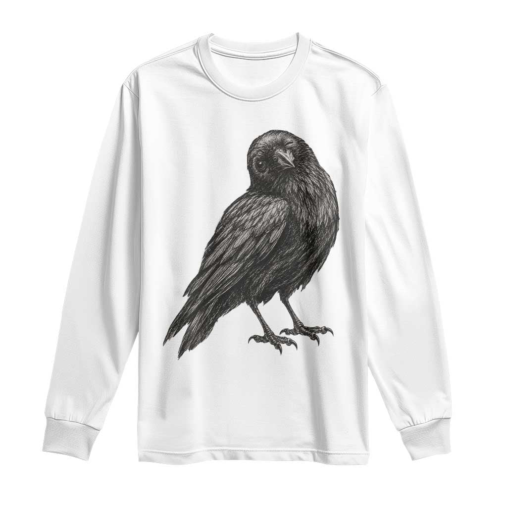 Winking Raven Crow Long Sleeve Shirt Vintage Dark Academia Funny Bird Graphic