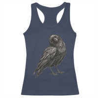 Winking Raven Crow Racerback Tank Top Vintage Dark Academia Funny Bird Graphic