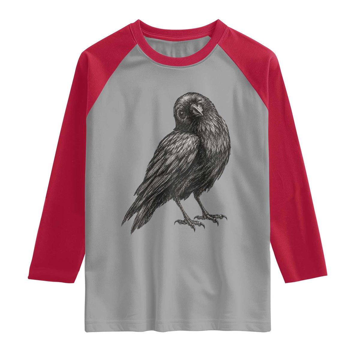 Winking Raven Crow Raglan Shirt Vintage Dark Academia Funny Bird Graphic