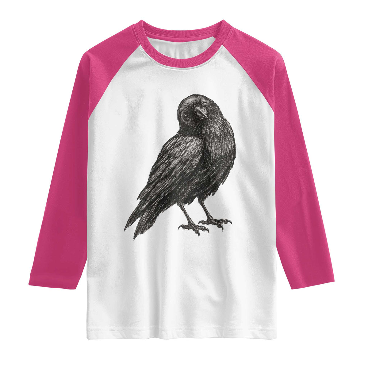 Winking Raven Crow Raglan Shirt Vintage Dark Academia Funny Bird Graphic