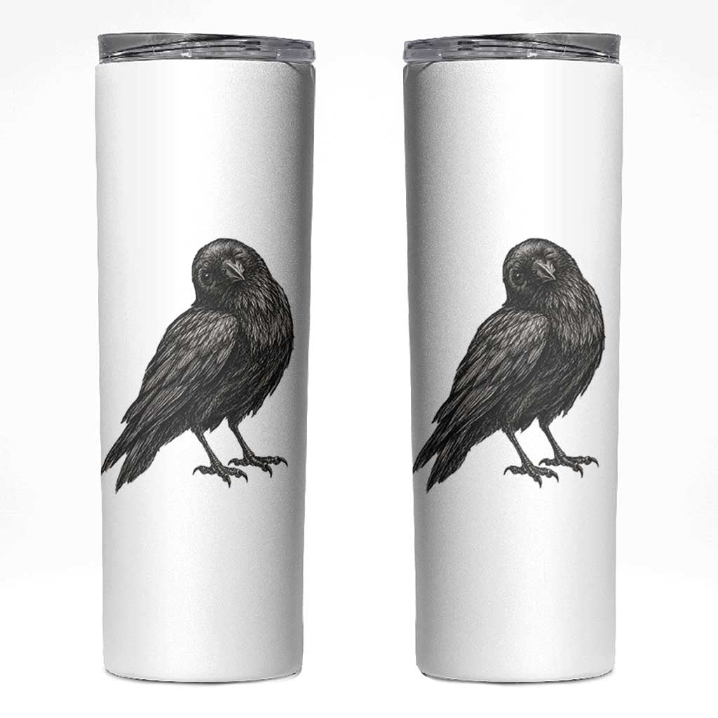 Winking Raven Crow Skinny Tumbler Vintage Dark Academia Funny Bird Graphic