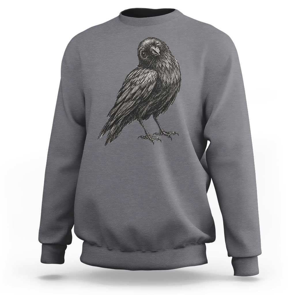 Winking Raven Crow Sweatshirt Vintage Dark Academia Funny Bird Graphic