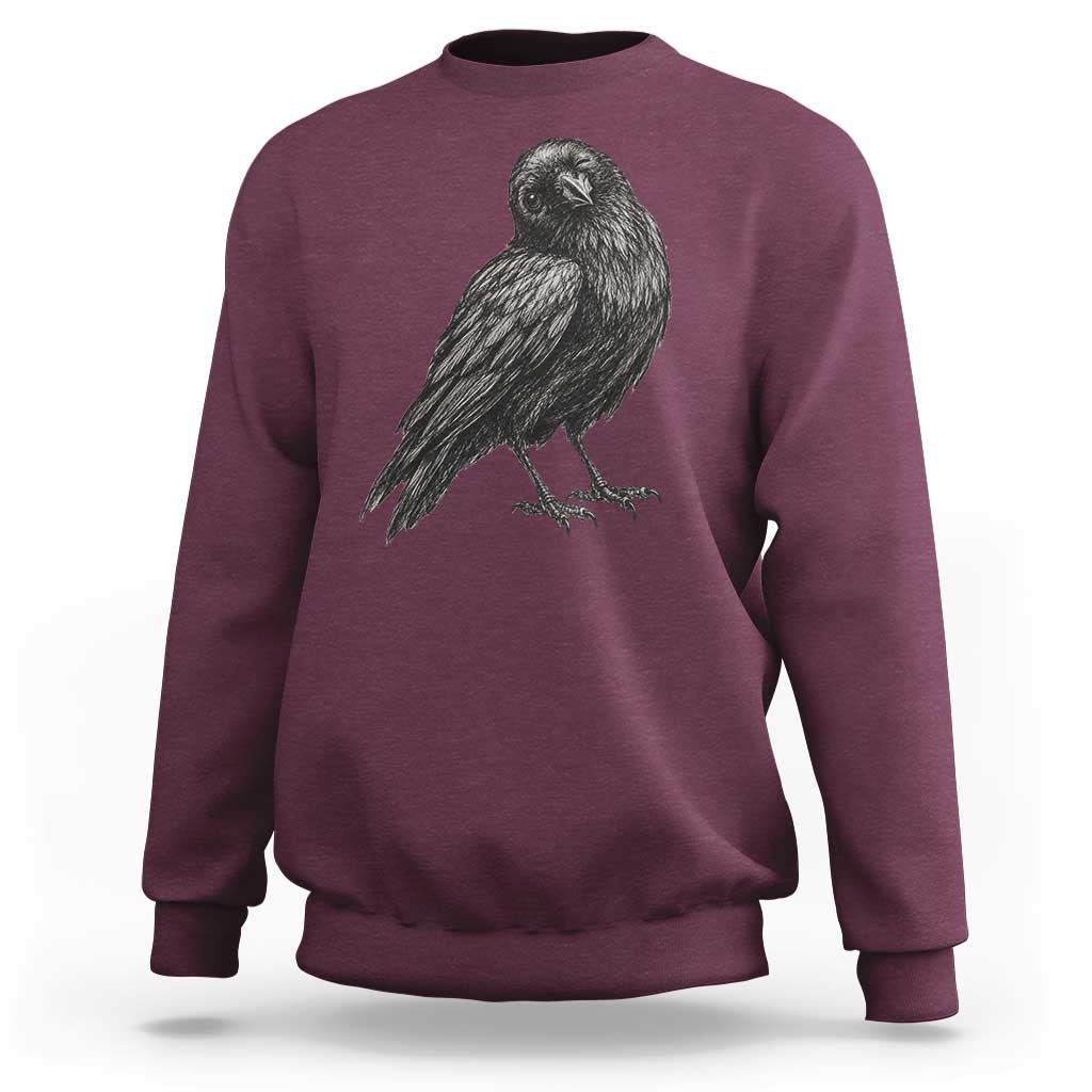 Winking Raven Crow Sweatshirt Vintage Dark Academia Funny Bird Graphic