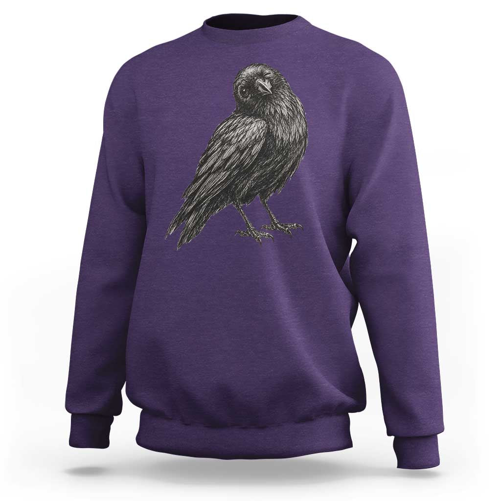 Winking Raven Crow Sweatshirt Vintage Dark Academia Funny Bird Graphic