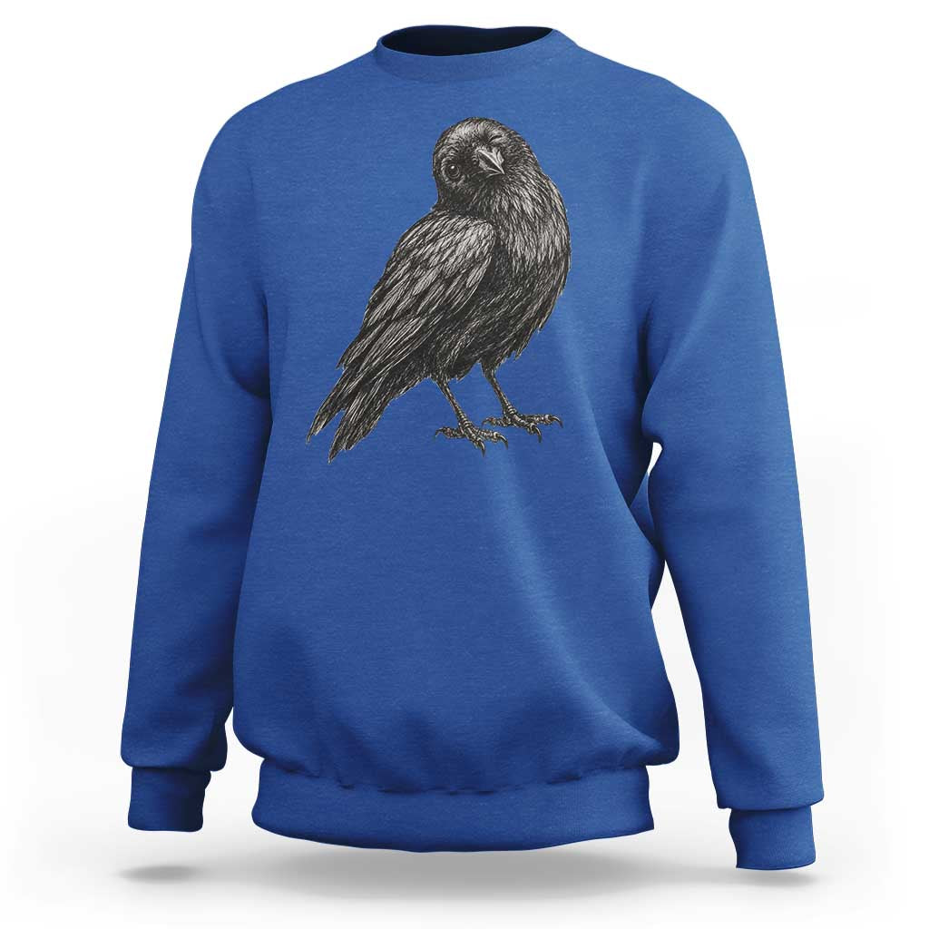 Winking Raven Crow Sweatshirt Vintage Dark Academia Funny Bird Graphic