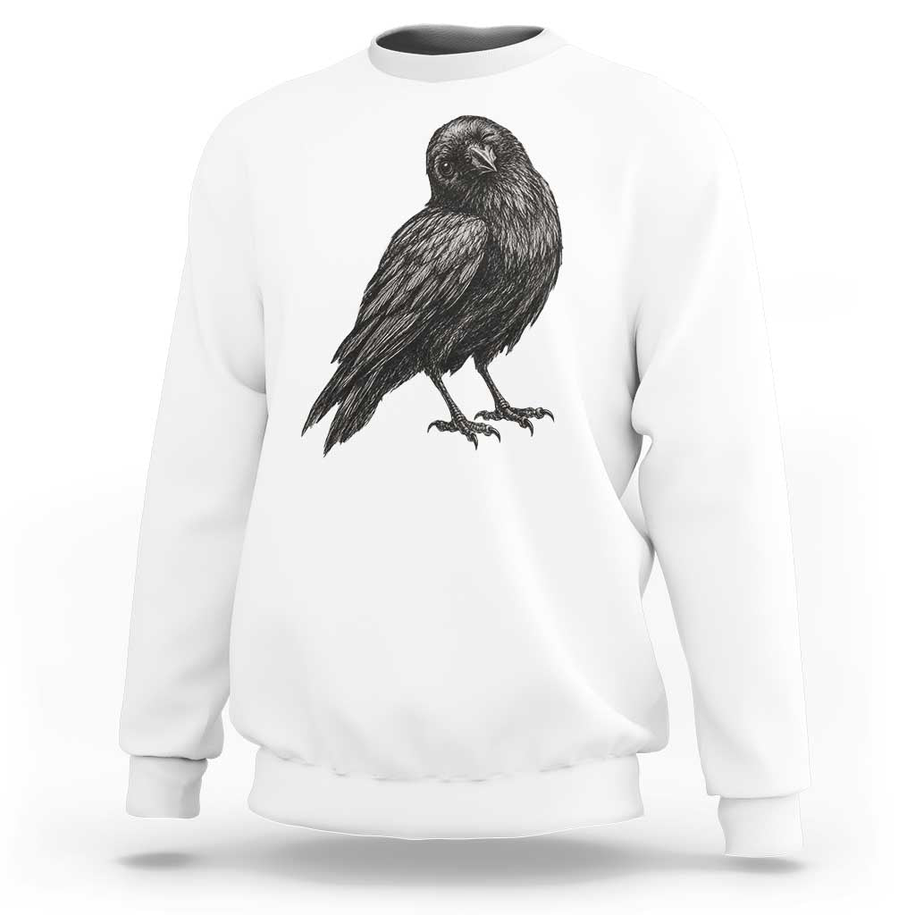 Winking Raven Crow Sweatshirt Vintage Dark Academia Funny Bird Graphic