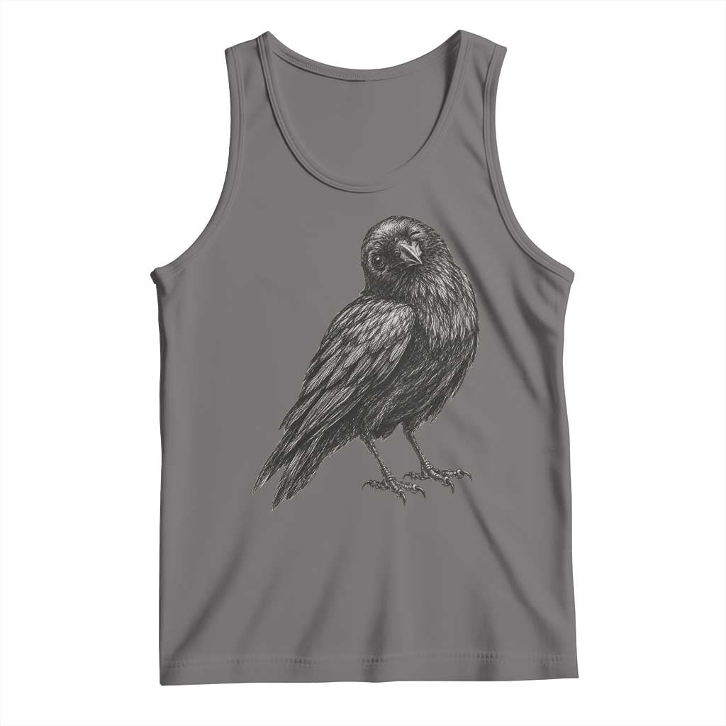 Winking Raven Crow Tank Top Vintage Dark Academia Funny Bird Graphic