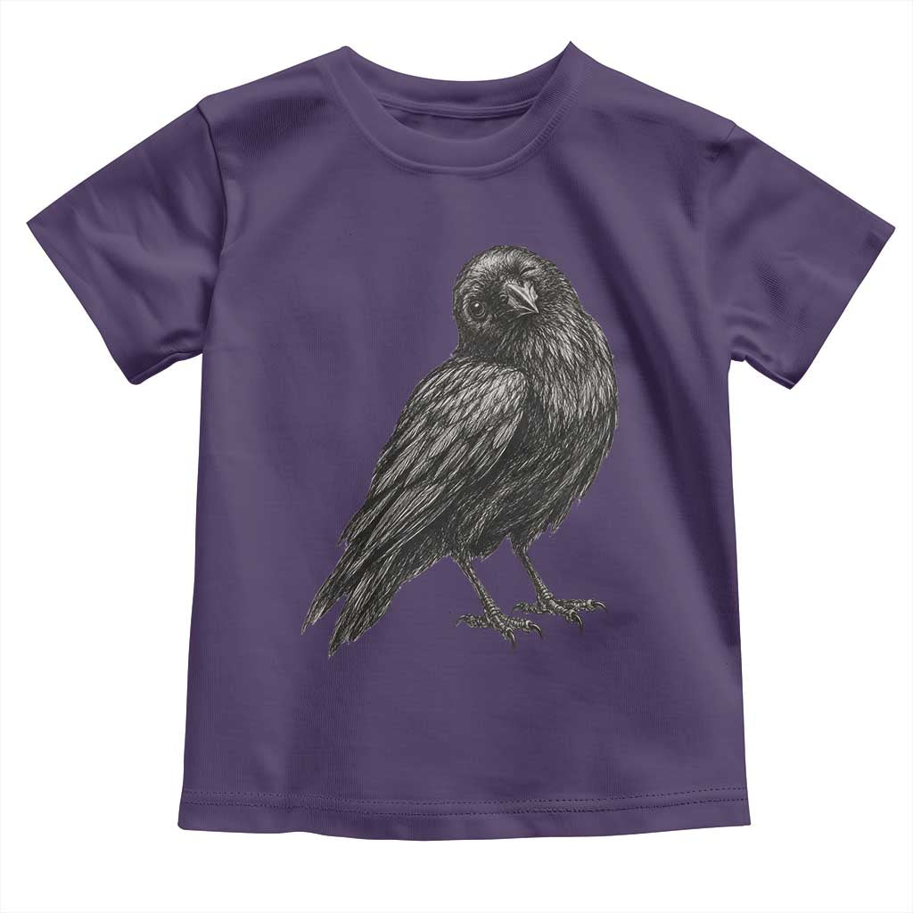 Winking Raven Crow Toddler T Shirt Vintage Dark Academia Funny Bird Graphic