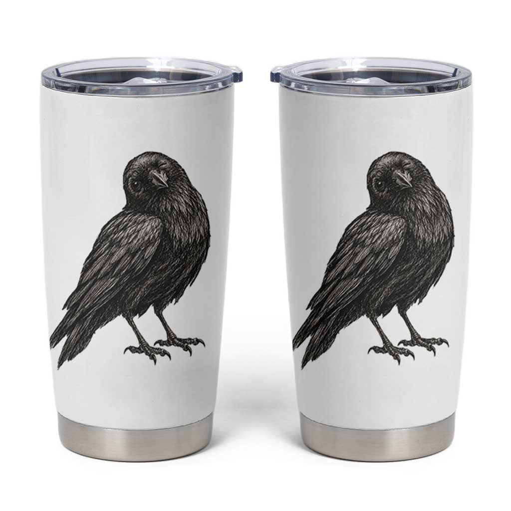 Winking Raven Crow Tumbler Cup Vintage Dark Academia Funny Bird Graphic