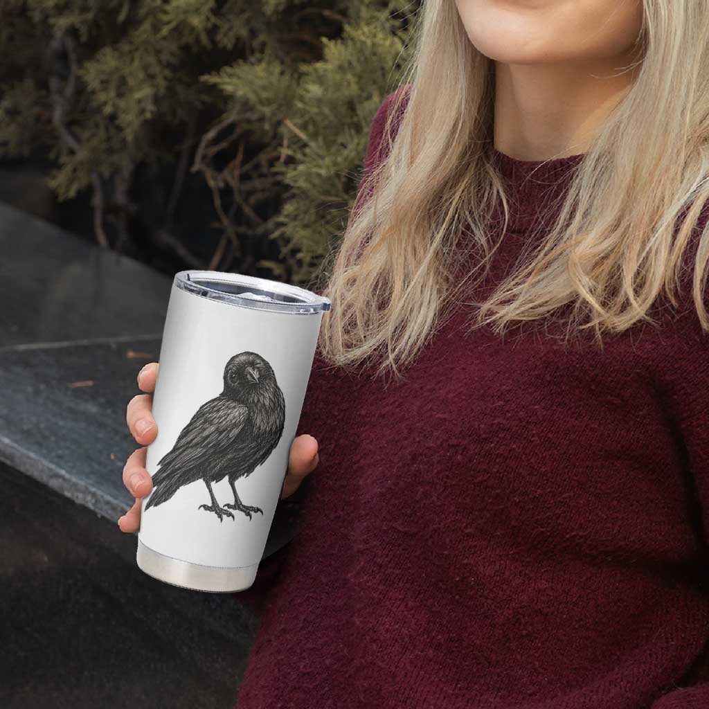 Winking Raven Crow Tumbler Cup Vintage Dark Academia Funny Bird Graphic