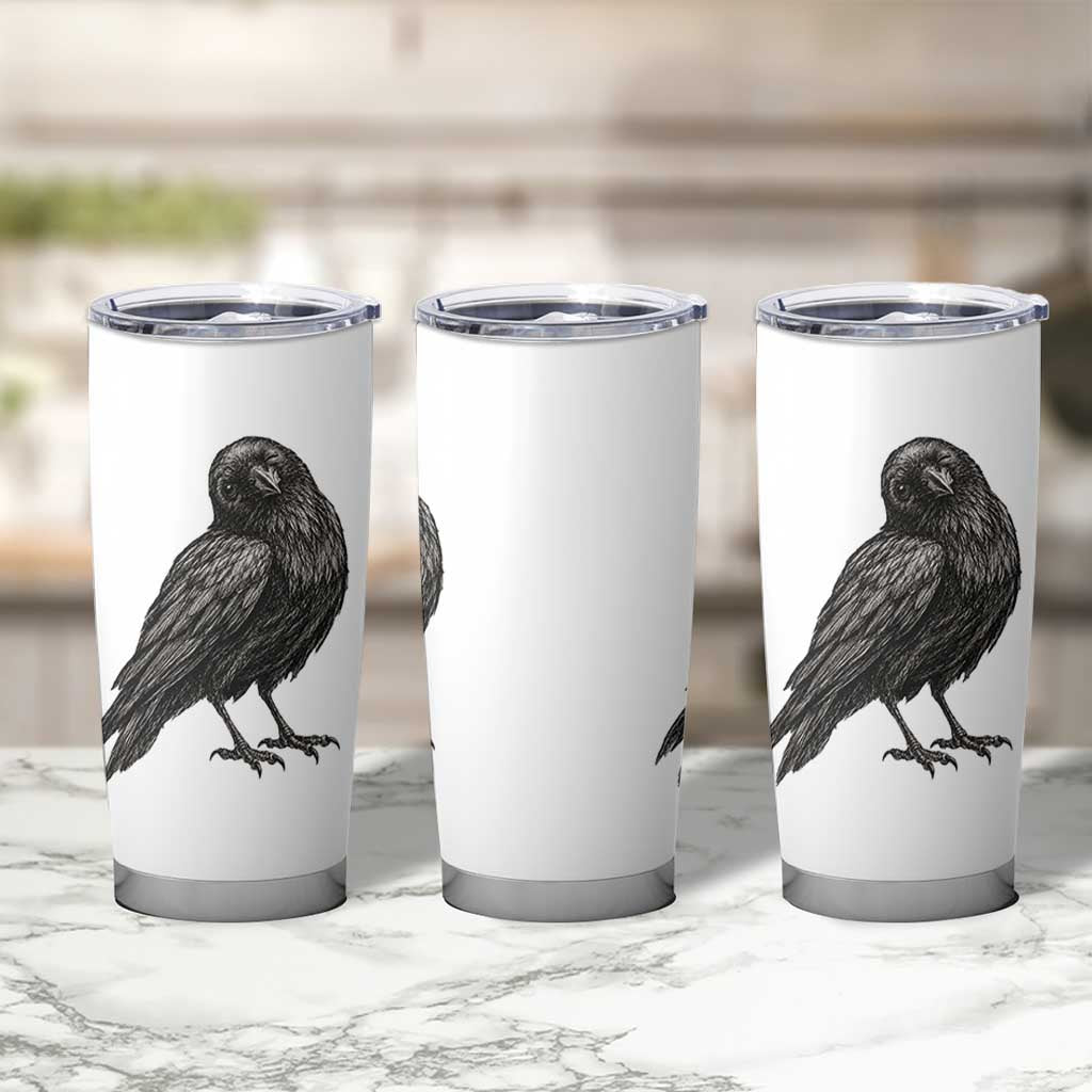 Winking Raven Crow Tumbler Cup Vintage Dark Academia Funny Bird Graphic