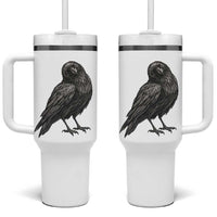 Winking Raven Crow Tumbler With Handle Vintage Dark Academia Funny Bird Graphic