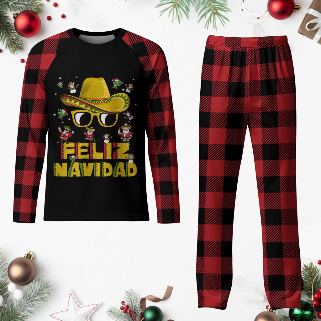 Mexico Xmas Plaid Pajama Set Feliz Navidad Sombrero - Wonder Print Shop