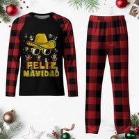 Mexico Xmas Plaid Pajama Set Feliz Navidad Sombrero - Wonder Print Shop