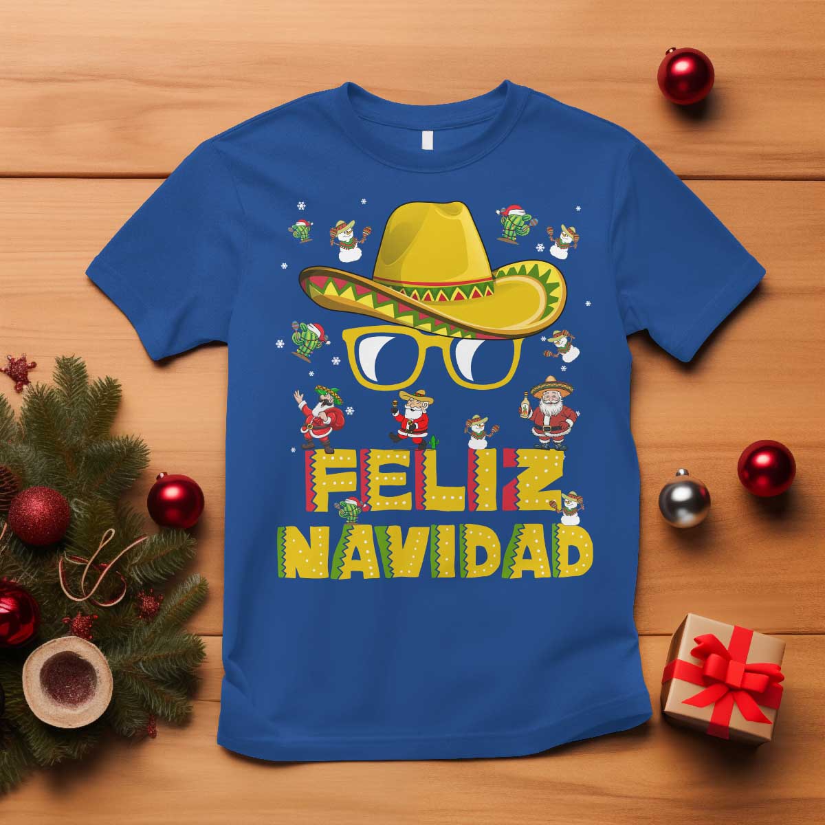 Mexico Christmas T Shirt Feliz Navidad Sombrero - Wonder Print Shop