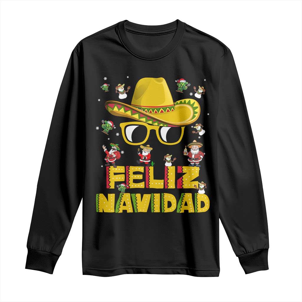 Mexico Christmas Long Sleeve Shirt Feliz Navidad Sombrero