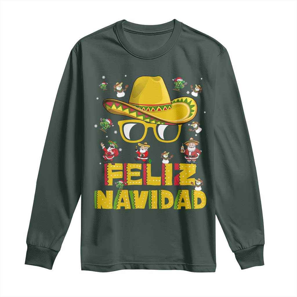 Mexico Christmas Long Sleeve Shirt Feliz Navidad Sombrero