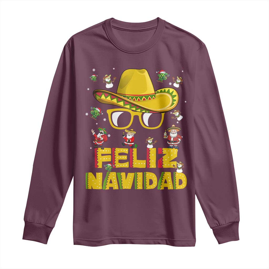 Mexico Christmas Long Sleeve Shirt Feliz Navidad Sombrero