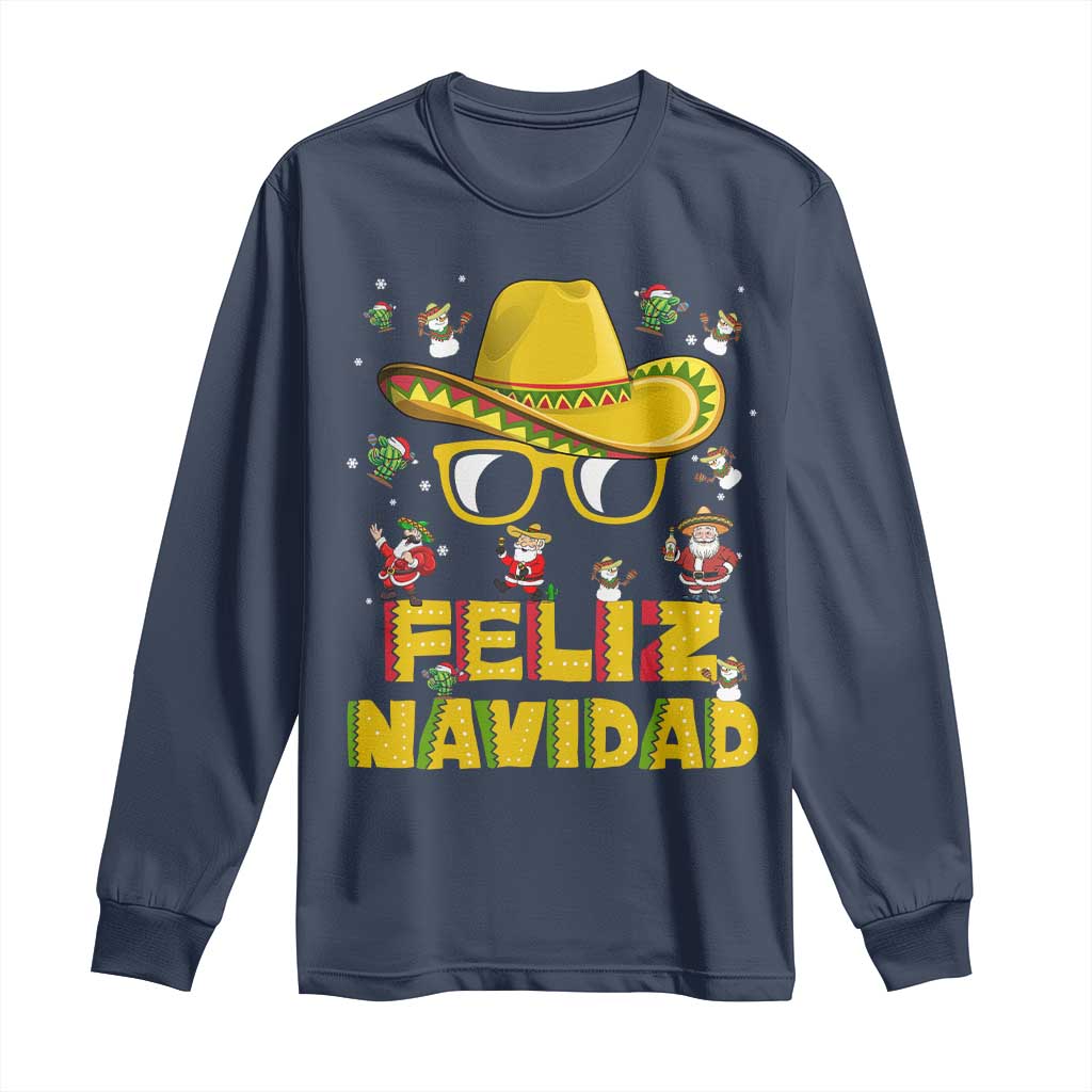 Mexico Christmas Long Sleeve Shirt Feliz Navidad Sombrero