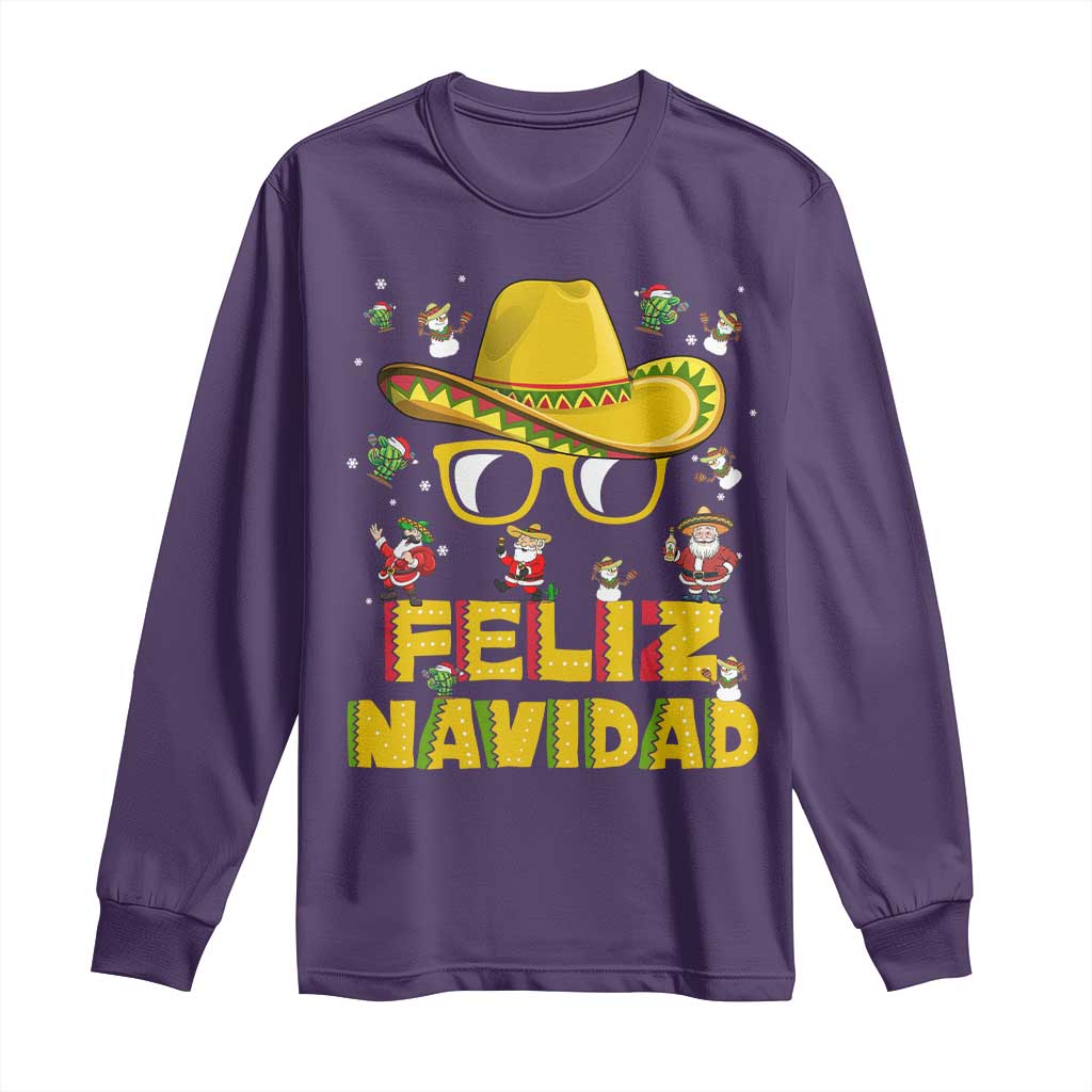Mexico Christmas Long Sleeve Shirt Feliz Navidad Sombrero