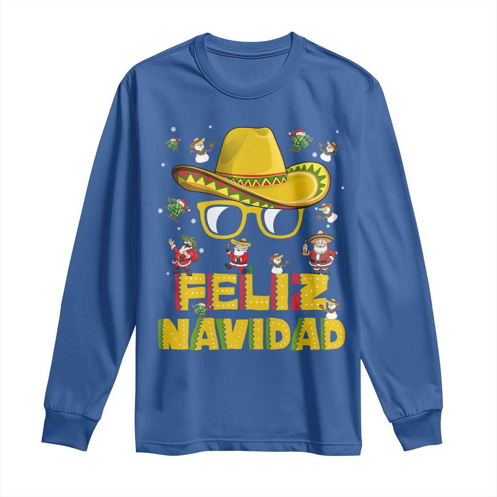 Mexico Christmas Long Sleeve Shirt Feliz Navidad Sombrero