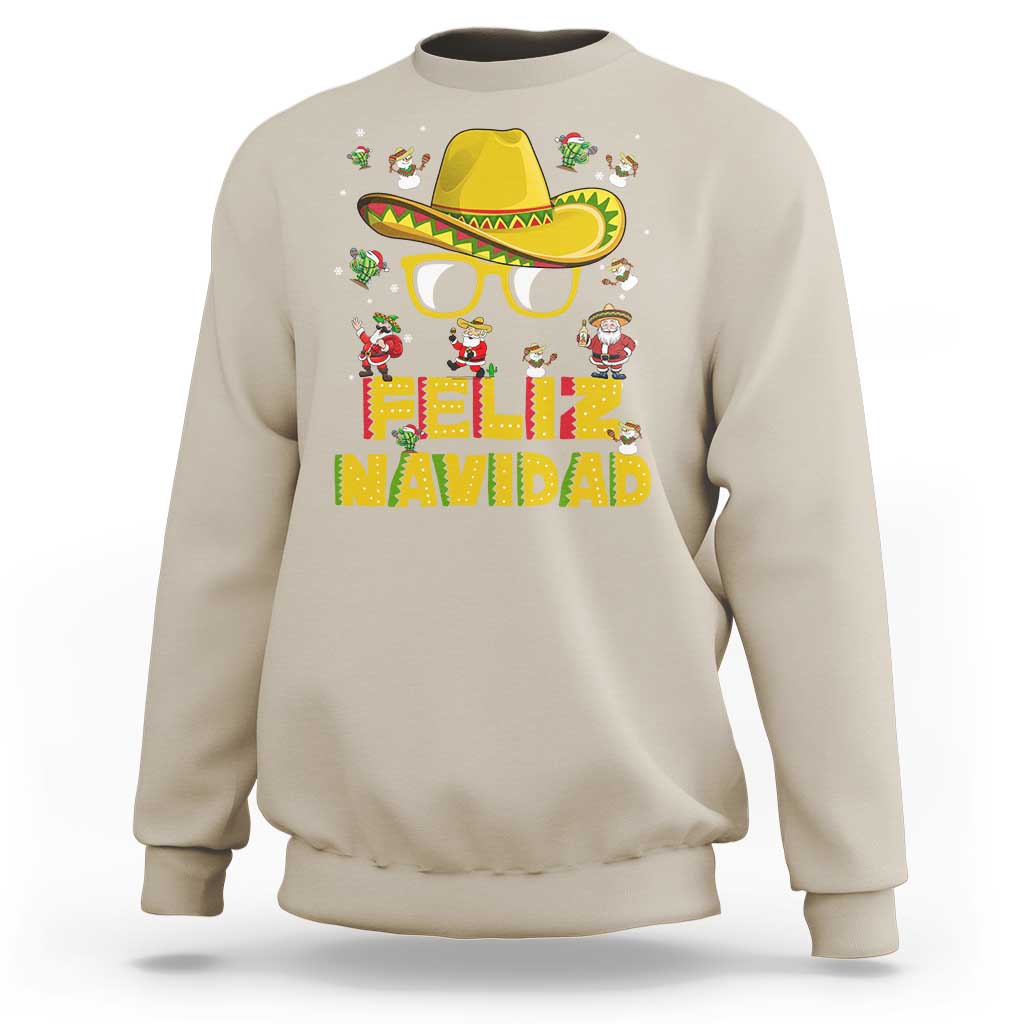 Mexico Christmas Sweatshirt Feliz Navidad Sombrero - Wonder Print Shop