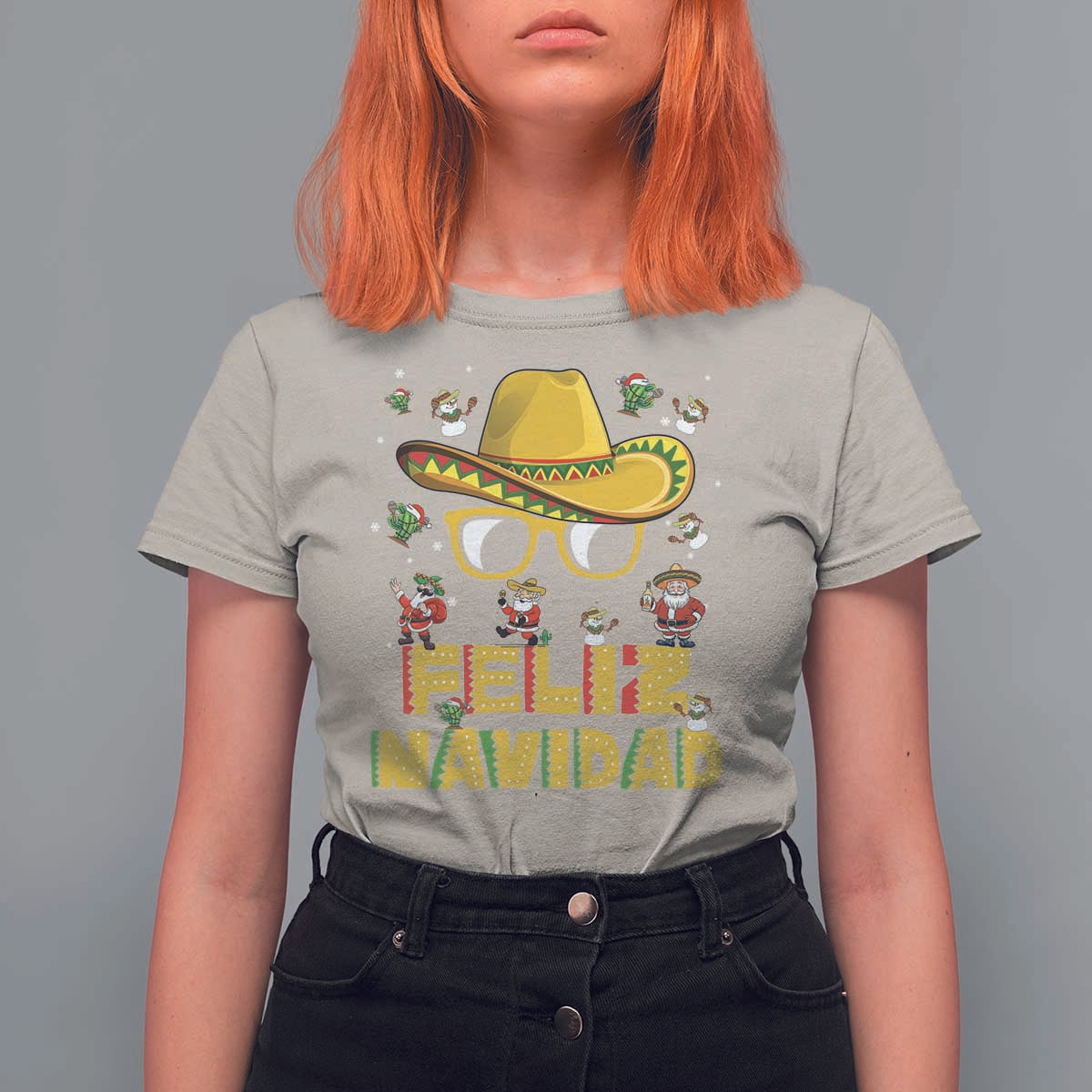 Mexico Christmas T Shirt For Women Feliz Navidad Sombrero - Wonder Print Shop