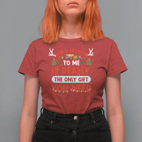 Funny Christmas T Shirt For Women Being Related To Me Is Really The Only Gift You Need Xmas Lights - Wonder Print Shop