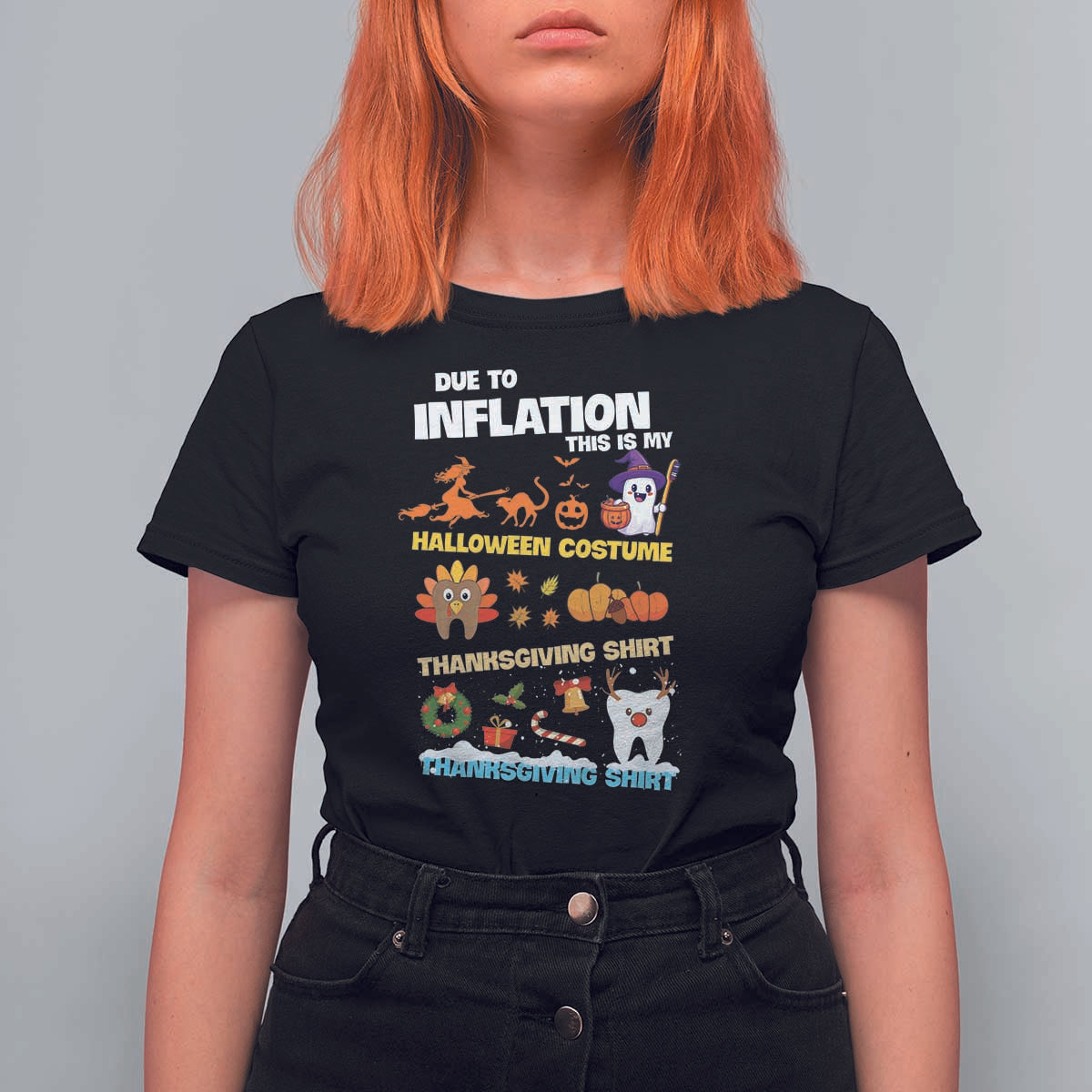 Teeth Christmas T Shirt For Women My Spooky Halloween Thanksgiving Ugly Christmas Dentist Gift - Wonder Print Shop