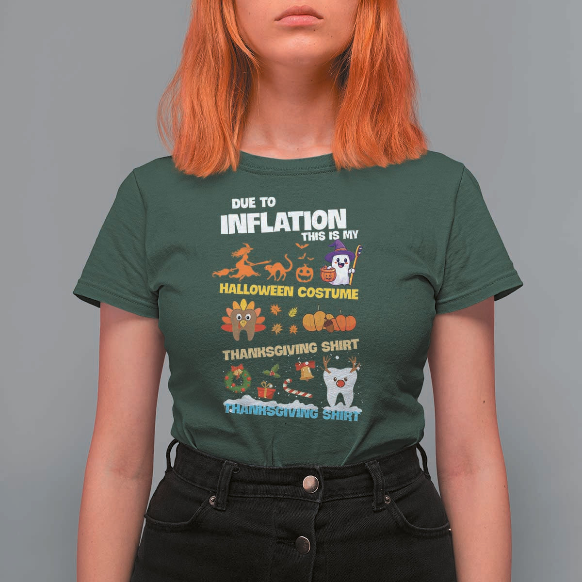 Teeth Christmas T Shirt For Women My Spooky Halloween Thanksgiving Ugly Christmas Dentist Gift - Wonder Print Shop
