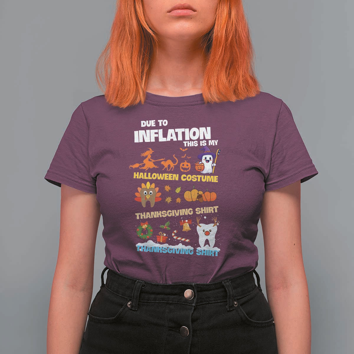 Teeth Christmas T Shirt For Women My Spooky Halloween Thanksgiving Ugly Christmas Dentist Gift - Wonder Print Shop