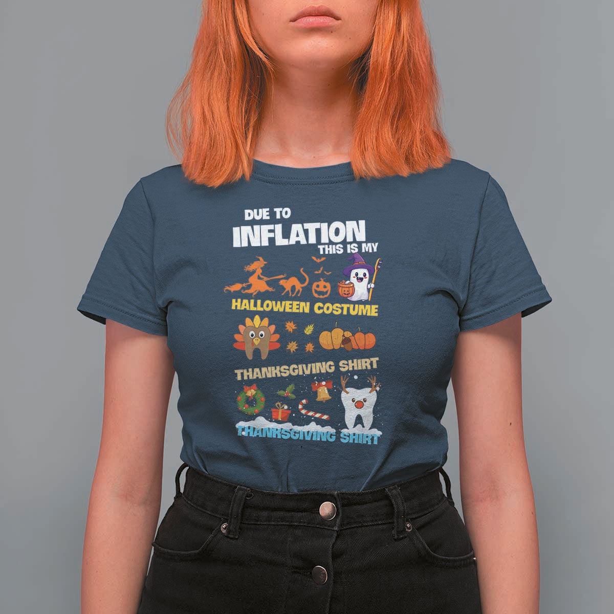 Teeth Christmas T Shirt For Women My Spooky Halloween Thanksgiving Ugly Christmas Dentist Gift - Wonder Print Shop