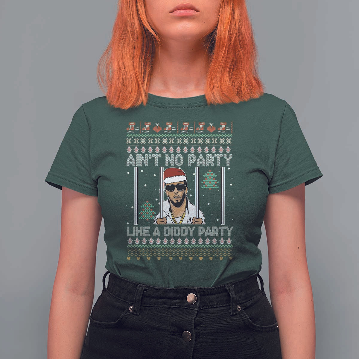 Funny Christmas T Shirt For Women Ain't No Party Like a Diddy Party Ugly Christmas Sweater - Wonder Print Shop