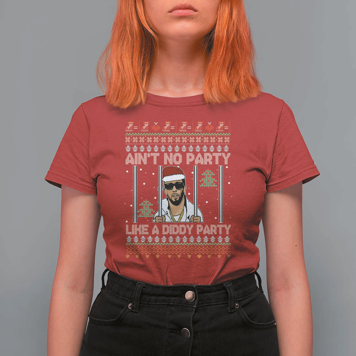 Funny Christmas T Shirt For Women Ain't No Party Like a Diddy Party Ugly Christmas Sweater - Wonder Print Shop