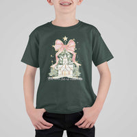 Christian Christmas T Shirt For Kid Oh Come Let Us Adore Him Nativity Christmas Tree Bow - Wonder Print Shop