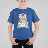 Christian Christmas T Shirt For Kid Oh Come Let Us Adore Him Nativity Christmas Tree Bow - Wonder Print Shop