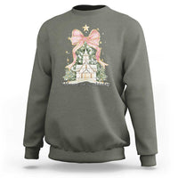 Christian Christmas Sweatshirt Oh Come Let Us Adore Him Nativity Christmas Tree Bow - Wonder Print Shop