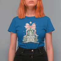 Christian Christmas T Shirt For Women Oh Come Let Us Adore Him Nativity Christmas Tree Bow - Wonder Print Shop