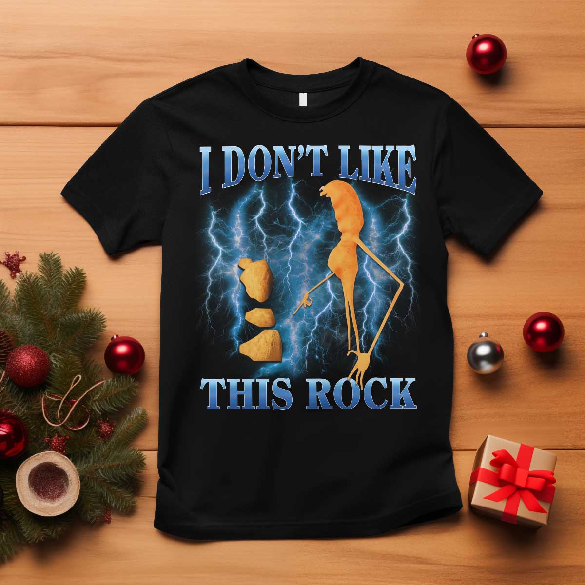 Funny Christmas Marcus The Worm T Shirt I Don't Like This Rock Brain Rot - Wonder Print Shop