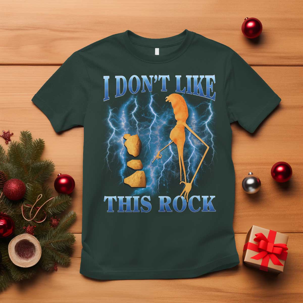 Funny Christmas Marcus The Worm T Shirt I Don't Like This Rock Brain Rot - Wonder Print Shop